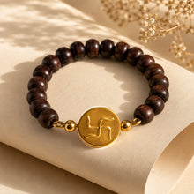 Load image into Gallery viewer, 22K gold plated Swastik Beaded Rakhi Bracelet