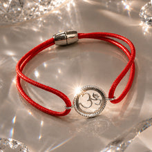 Load image into Gallery viewer, Handcrafted 92.5 Silver Plated Om Rakhi Bracelet – Red