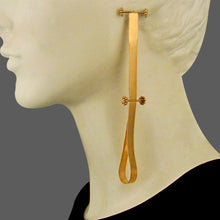 Load image into Gallery viewer, GOLD PLATED FLODED STRIP EARRING WORN BY TAMANNAH BHATIA