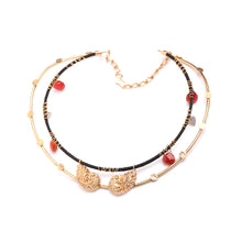 Load image into Gallery viewer, 92.5 SILVER GOLD PLATED WIRE AND BLACK CORD NECKPIECE