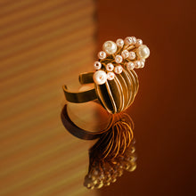 Load image into Gallery viewer, Coral White Pearl Gold Plated Ring