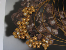 Load image into Gallery viewer, GOLD PLATED 8 LINE DORI CHAIN NECKPIECE WITH PODS AND PEARLS PENDENT
