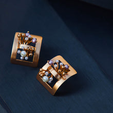 Load image into Gallery viewer, Gold Plated Square-Shaped Earring