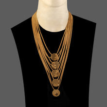 Load image into Gallery viewer, GOLD PLATED 10 LINE DORI CHAIN NECKPIECE WORN BY RAJA KUMARI