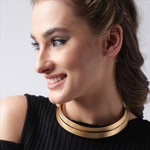 Load image into Gallery viewer, Gold-plated handcrafted collar necklace, has cut-out detail Worn by Sunny Leone