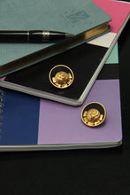 Load image into Gallery viewer, GOLD TONED AND BLACK ROSE STUD EARRINGS