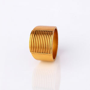 Gold Toned Stripes Ring