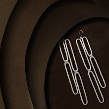 Load image into Gallery viewer, Striking silver four link chain earring worn by catherine tresa