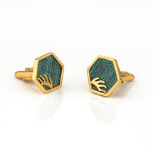 Load image into Gallery viewer, STYLISH HEXAGON CUFFLINK WITH TEXTILE DETAILING
