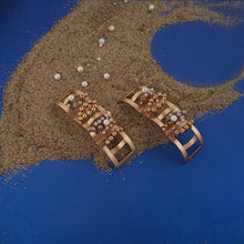 Load image into Gallery viewer, Long Gold-Plated Earring with Pearl Clusters