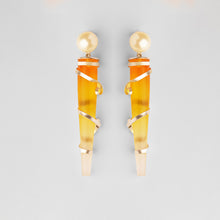 Load image into Gallery viewer, Limited Edition Coloured Acrylic and Pearl earring worn by catherine tresa
