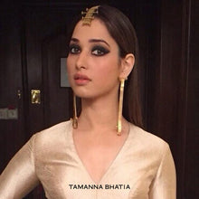 Load image into Gallery viewer, GOLD PLATED FLODED STRIP EARRING WORN BY TAMANNAH BHATIA