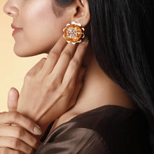 Load image into Gallery viewer, Marvellous Golden Flower Earrings worn by Niharika Konidela