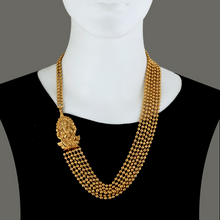 Load image into Gallery viewer, GOLD PLATED 6 LINE BALL CHAIN NECKPIECE WITH GANESHJI PENDENT ON CENTER