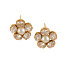 Load image into Gallery viewer, GOLD PLATED 5 UNCUT CRYSTAL FLOWER ,PEARL EARRING WORN BY RAASHI KHANNA