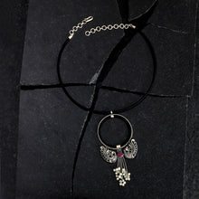 Load image into Gallery viewer, Black Cord Peacock and Pink Crystal Haslee