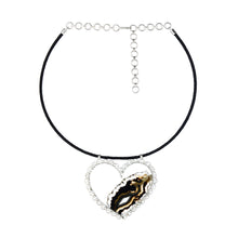 Load image into Gallery viewer, black-cord-necklace-with-sterling-silver-heart-pendant-and-marbled-agate-stone