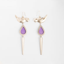 Load image into Gallery viewer, Limited Edition Bird, Coloured Acrylic and Cone earring (Purple)