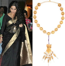 Load image into Gallery viewer, GOLD PLATED BUTTONS LONG NECKPIECE WORN BY VIDHYA BALAN