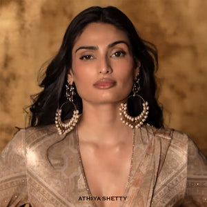 Lunar Ice Gold Plated Pearl Earrings worn by Athiya Shetty