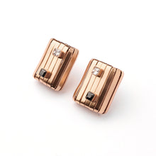 Load image into Gallery viewer, Empyreal Grid Gold Ribbon Wrapped Stud Earrings
