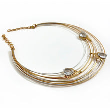 Load image into Gallery viewer, Cyber Crystal 22k gold plated and silver choker neckpiece
