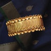 Gold coin and pod layered bangle hand cuff