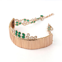 Load image into Gallery viewer, Cosmic Wreath Gold Ribbon Emerald Choker
