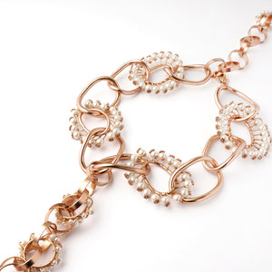 Neutron Loop Pearls on Gold Plated Link Chain Necklace