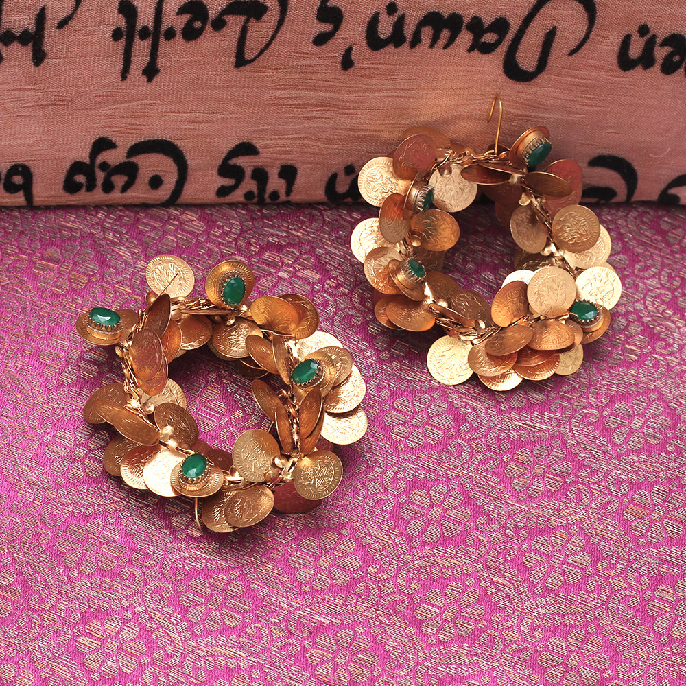 Gold coin cluster hoop earrings – Suhani Pittie