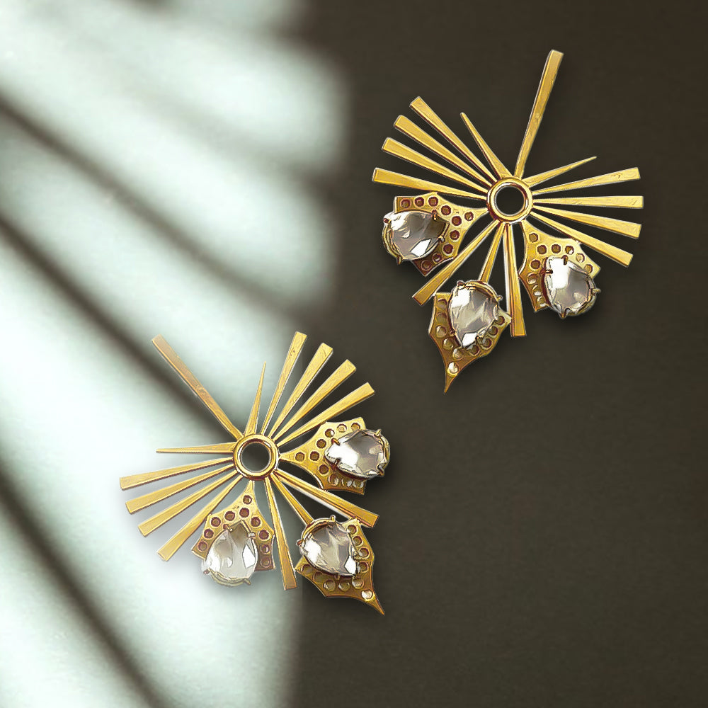 Crystal Maya 22k gold plated earrings