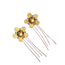 Load image into Gallery viewer, Gold floral coin earrings with fringe
