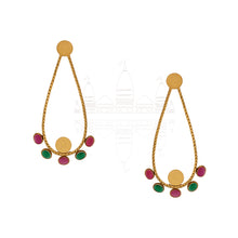 Load image into Gallery viewer, Gold teardrop hoop earrings with crystals
