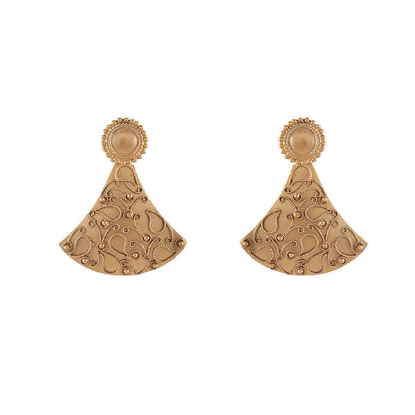 Afra chakra foliage pankha gold earrings
