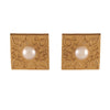 Athena gold plated pearl square earrings