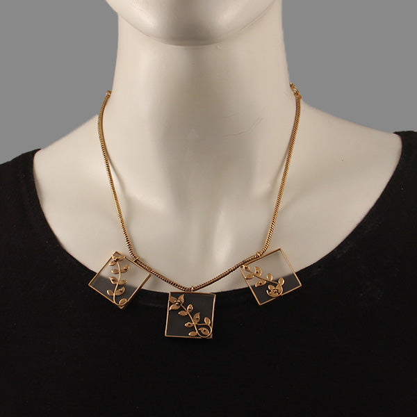Hermes foliage and acrylic gold neckpiece