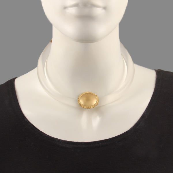 Oceanus acrylic and gold chakra neckpiece