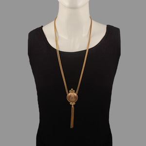 Aura gold long neckpiece with tassle