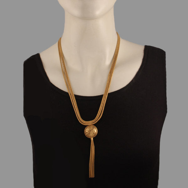 Electra gold plated long neckpiece with tassle