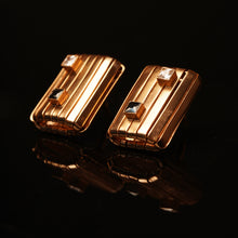 Load image into Gallery viewer, Empyreal Grid Gold Ribbon Wrapped Stud Earrings
