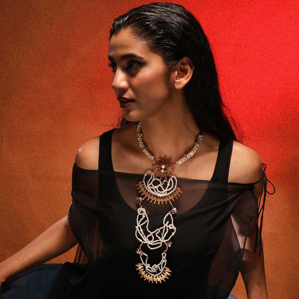 Sun Burst Gold Plated Necklace