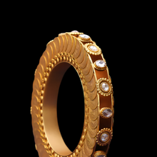 Load image into Gallery viewer, Gold coin bangle hand cuff with floating crystals
