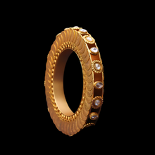 Load image into Gallery viewer, Gold coin bangle hand cuff with floating crystals
