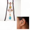 HIGH RENAISSANCE BLACK BALL CHAIN AND CRYSTAL NECKLACE & ROYAL MINT GOLD PLATED EAR CUFF