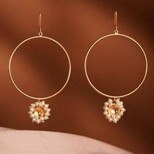 Pearl Jhallar Halo Gold Plated Earrings