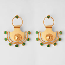 Load image into Gallery viewer, PANKHA DROP EARRINGS WITH GREEN CRYSTALS WORN BY SHWETA MOHAN
