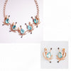 SWAN LAKE GILDED CRYSTAL NECKLACE & GOLDEN GALE BLUE CRYSTAL STUD EARRINGS