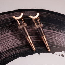 Load image into Gallery viewer, Edge of Darkness Black and Gold Plated Small Spike Earrings
