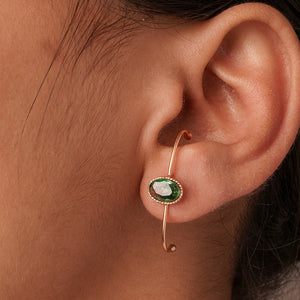 Molten Mint Gold Plated Green Crystal Loop Stud Earrings