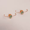 Molten Mint Gold Plated Green Crystal Loop Stud Earrings